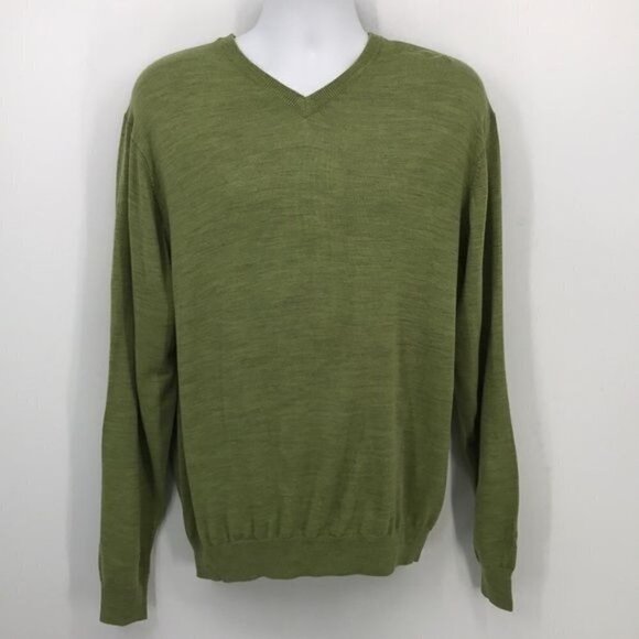 Cutter & Buck Wool  Blend Men's Douglas V-Neck Spring Green Size L - Picture 1 of 9